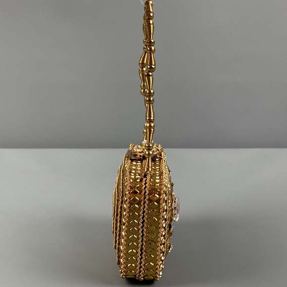 VINTAGE Gold Metallic Rhinestone Mini Bag - Picture 2 of 5